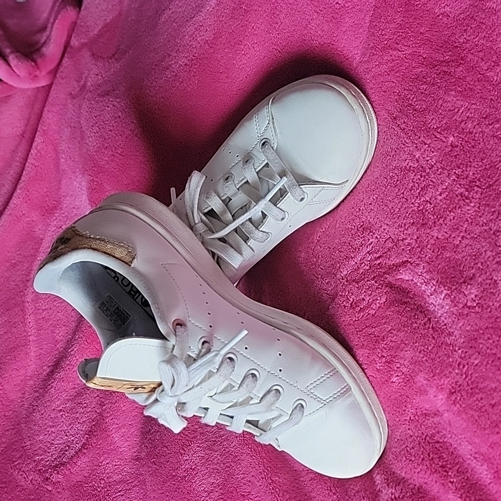 Adidas Women's Stan Smith Disney Edition White Sneakers with Tan Accents - Picture 2 of 6